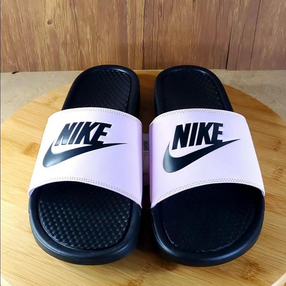 NEW Nike Mens Benassi Slide Sandals PINK BLACK